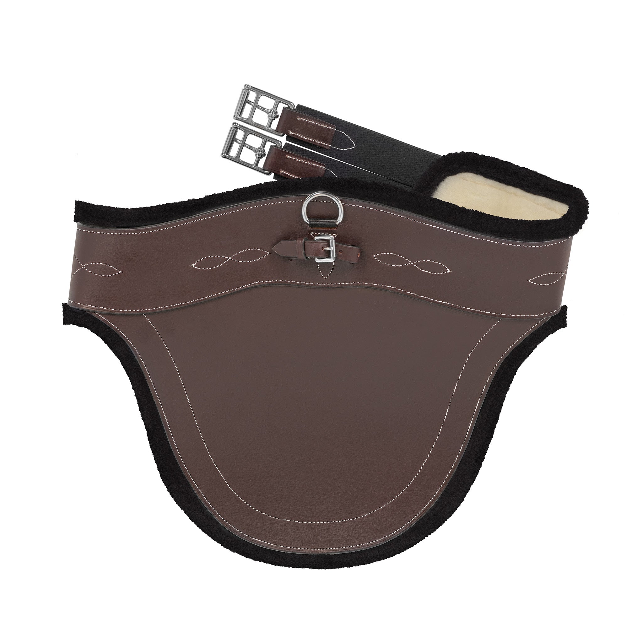EquiFit Anatomical BellyGuard Girth, UltraWool Black liner, folded