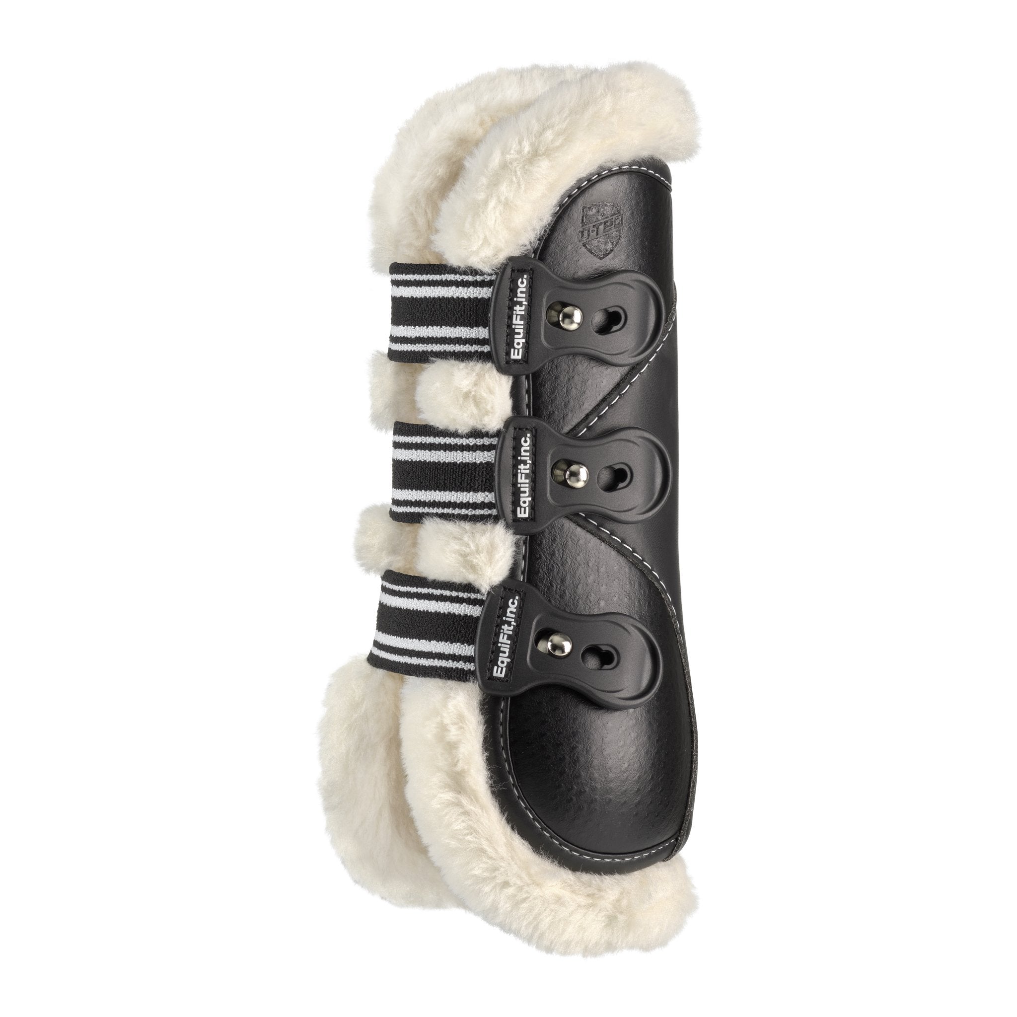 EquiFit D-Teq Hind Boot, Black Ostrich, UltraWool (Natural) liner