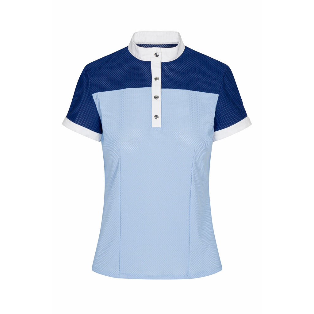 Allon's Jill Short Sleeve Show Shirt in Navy and Baby Blue