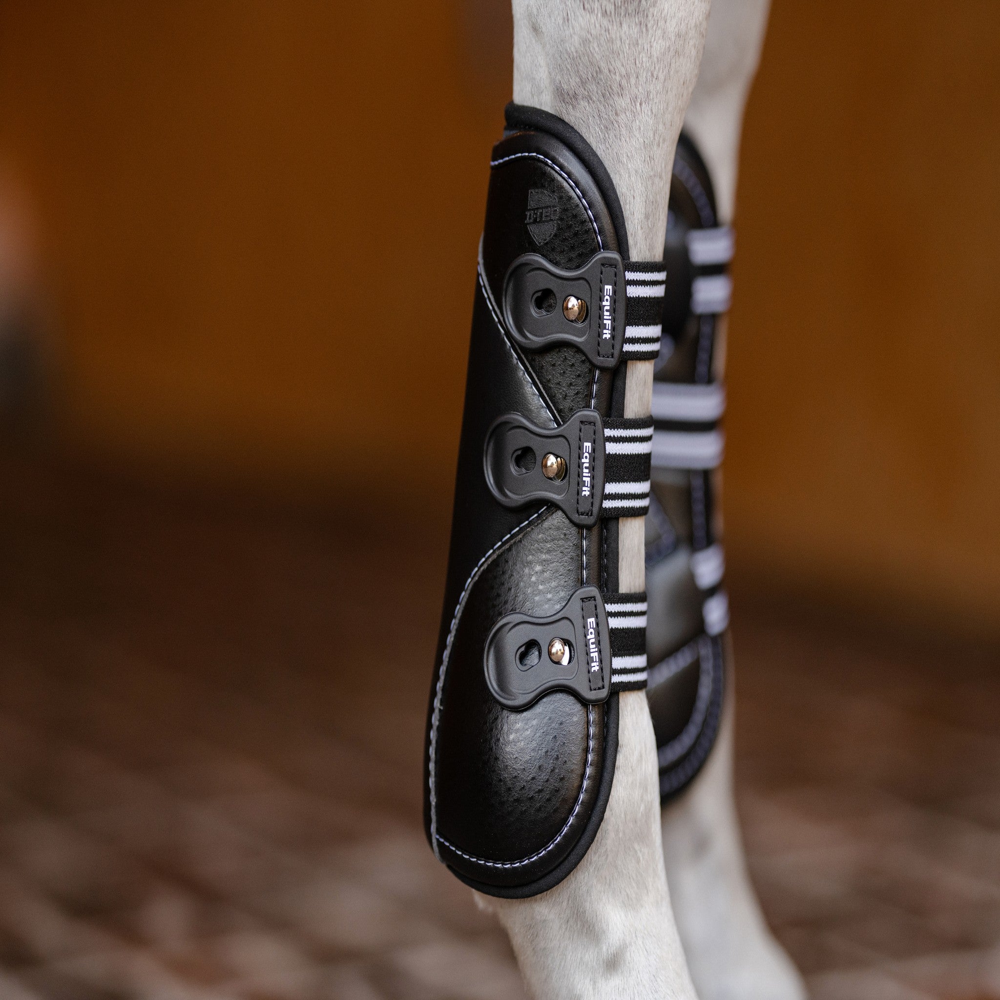 EquiFit D-Teq Open Front Boot, Black Ostrich, styled