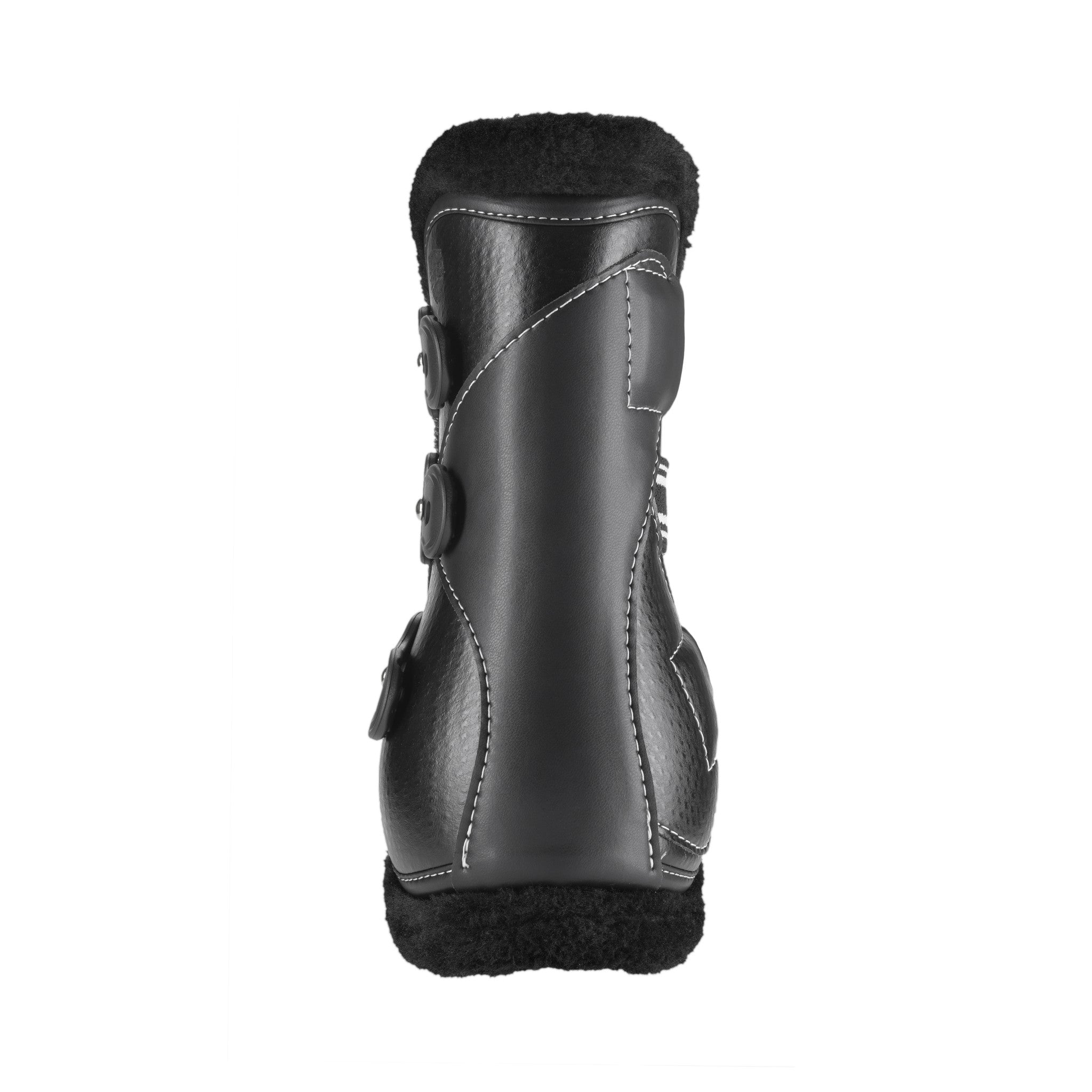 EquiFit D-Teq Open Front Boot, Black Ostrich, UltraWool Black liner, back