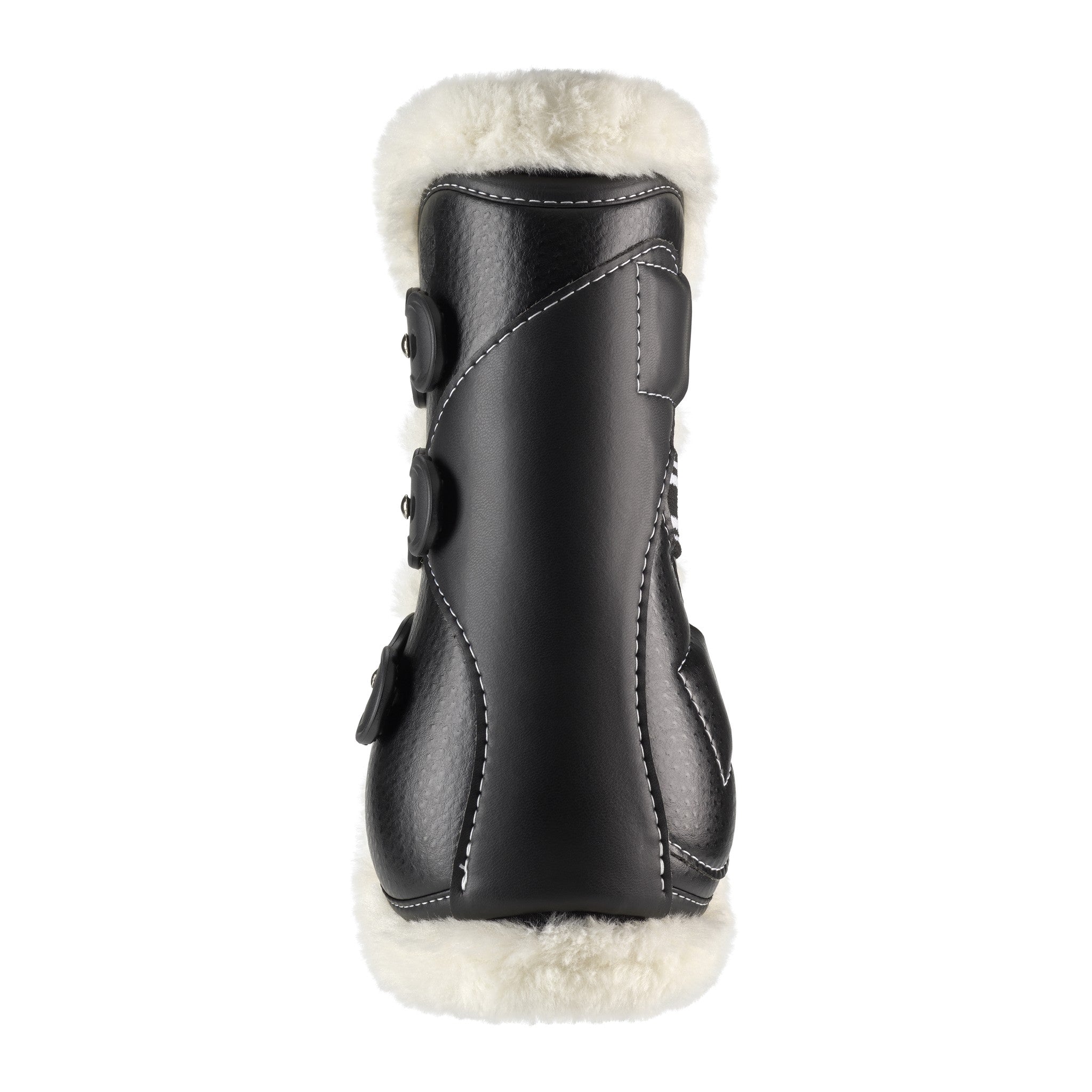 EquiFit D-Teq Open Front Boot, Black Ostrich, UltraWool Natural liner, back