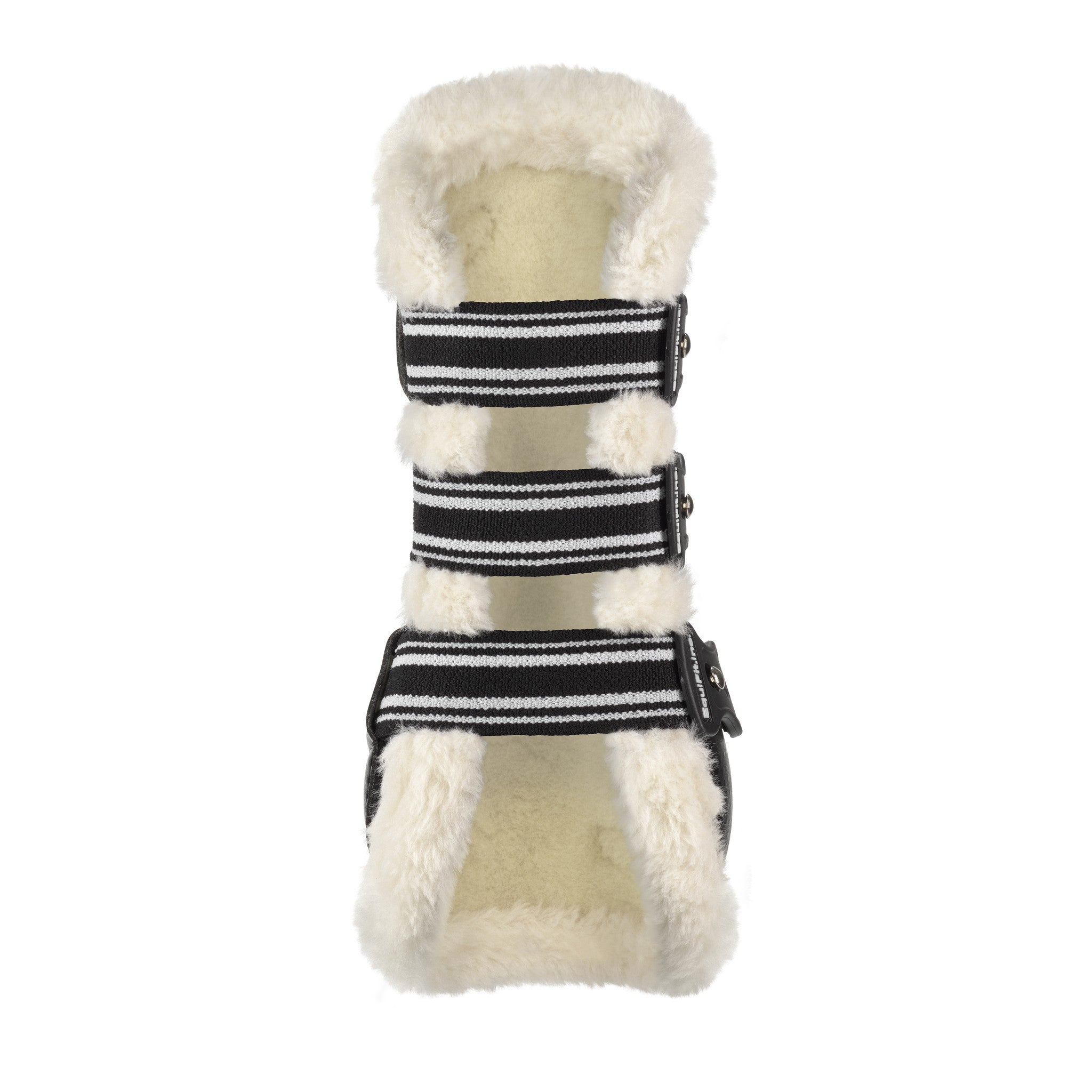 EquiFit D-Teq Open Front Boot, Black Ostrich, UltraWool Natural liner, front