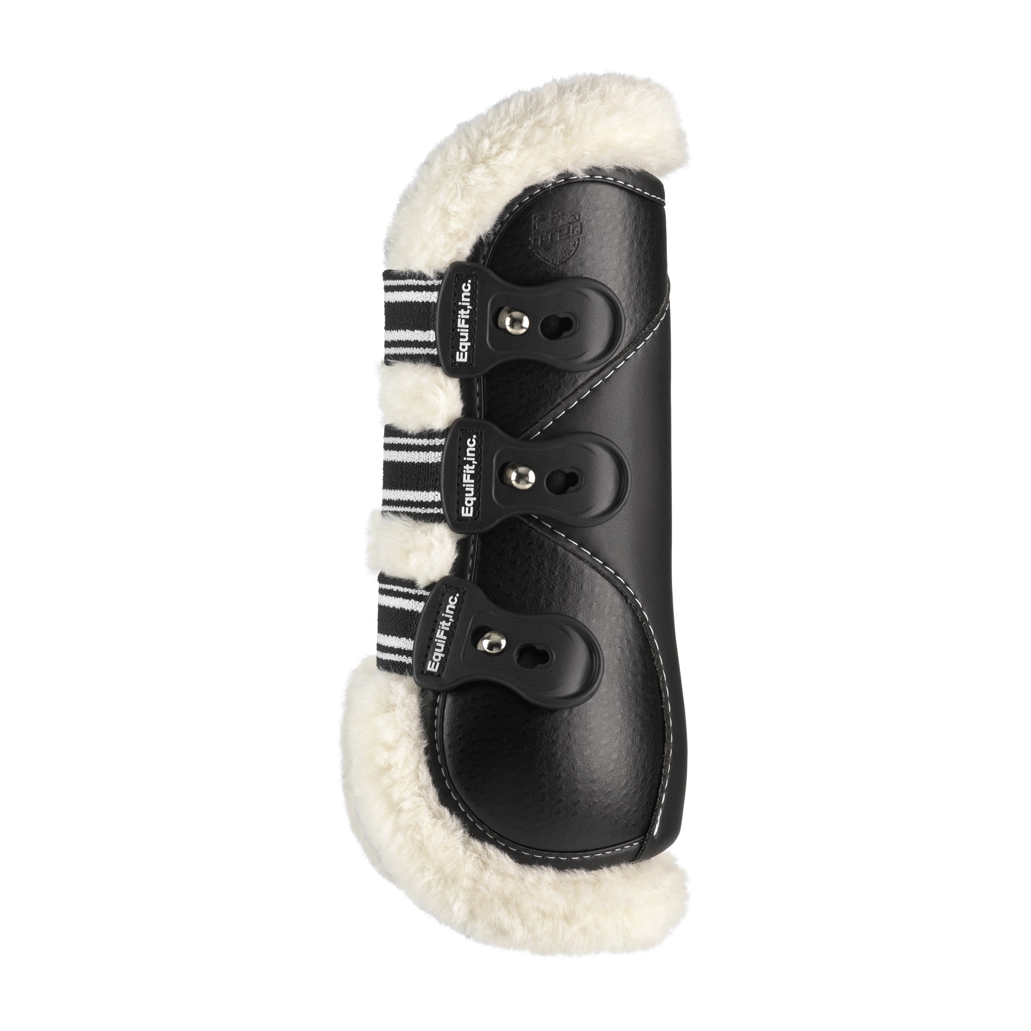 EquiFit D-Teq Open Front Boot, Black Ostrich, UltraWool Natural liner, outside