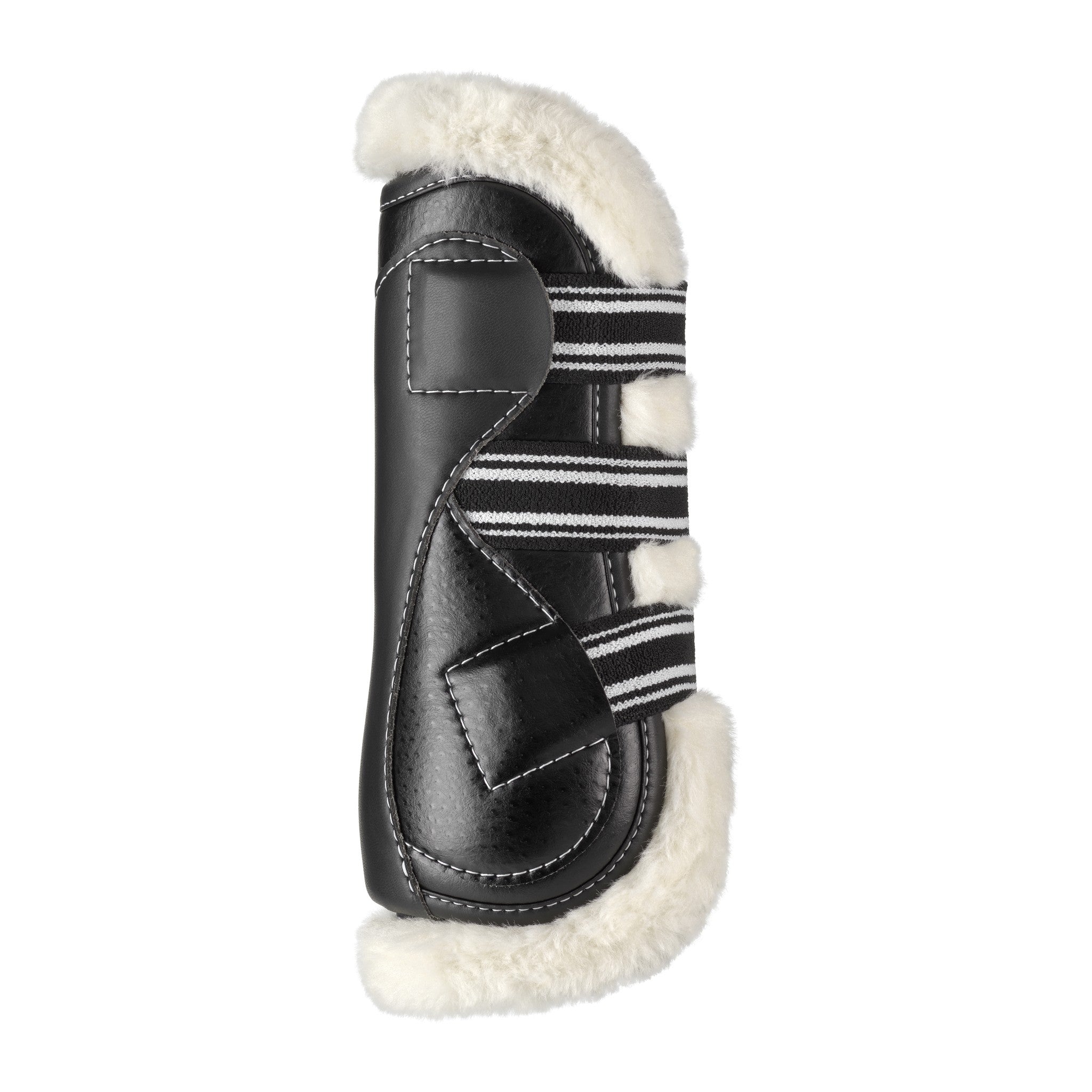 EquiFit D-Teq Open Front Boot, Black Ostrich, UltraWool Natural liner, side